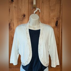Jessica‎ Howard Cream Women's Beaded Shrug